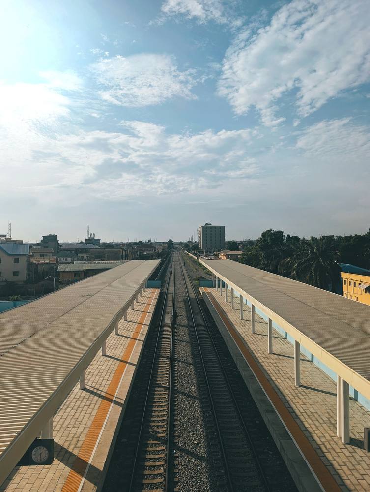 Aerial view of Oworonshoki railway station in Lagos, Nigeria